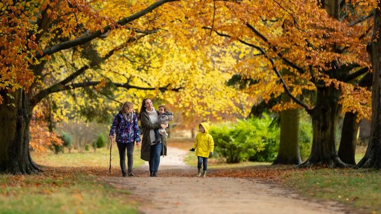 Visitors in the garden at Kedleston Hall, Derbyshire